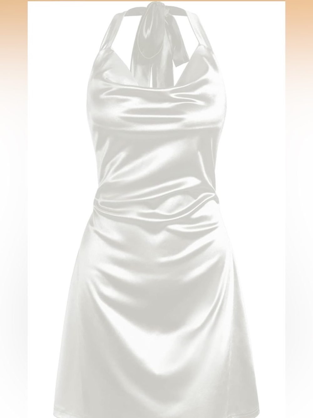 Satin Cowl Neck Slip Dress in White